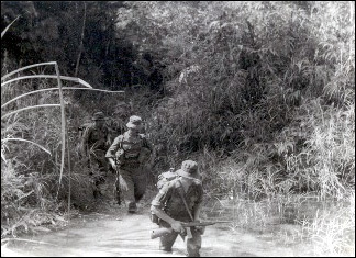 British soldiers on jungle patrol in Malaya